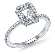 Rectangular Halo Engagement Ring in Platinum