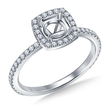 Cushion Halo Engagement Ring for Round Diamond in Platinum