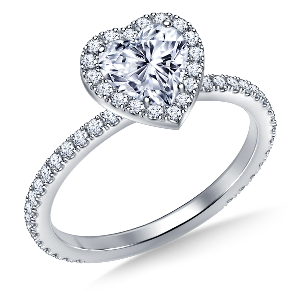 Heart Halo Engagement Ring in 14K White Gold