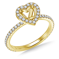 Heart Halo Engagement Ring in 14K Yellow Gold