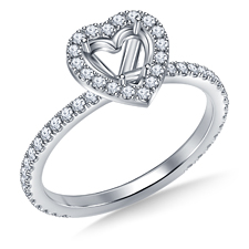 Heart Halo Engagement Ring in Platinum