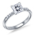 Petite Solitaire Engagement Ring Semi Mount With Micro Prong Accent Diamonds In 14K White Gold view 4