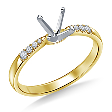 Petite Solitaire Engagement Ring Semi Mount with Micro Prong Accent Diamonds in 14K Yellow Gold