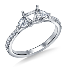 Fancy Cut Diamond Three Stone Engagement Ring with Trillion Diamonds in Platinum