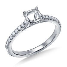 Diamond Engagement Ring with Cushion Cut Center and Micro Prong Accent Diamonds in Platinum