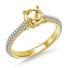 Diamond Engagement Ring with Basket Halo and Pave Diamond Accents in 14K Yellow Gold