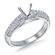 Diamond Solitaire Engagement Ring with Mixed Shape Pave Accent Diamonds in 14K White Gold