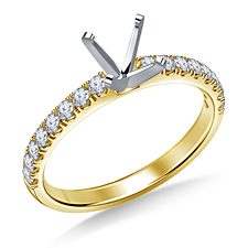 Classic Diamond Solitaire Engagement Ring with Accent Diamonds in 14K Yellow Gold