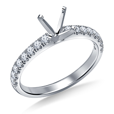 Classic Diamond Solitaire Engagement Ring with Accent Diamonds in Platinum