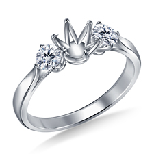 Three Stone Diamond Prong Set Engagement Ring in Platinum