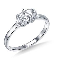 Exquiste Cathedral Diamond Solitaire Engagement Ring with Pave Accented Diamonds in 14K White Gold