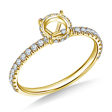 Diamond Semi Mount Ring Basket Setting with Diamond Accents in 14K Yellow Gold