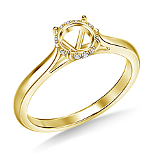 Diamond Solitaire Cathedral Engagement Ring with Diamond Halo in 14K Yellow Gold
