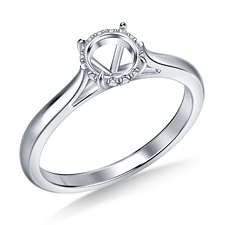 Diamond Solitaire Cathedral Engagement Ring with Diamond Halo in Platinum