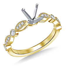 Vintage Inspired Diamond Engagement Ring With Pave Details in 14K Yellow Gold