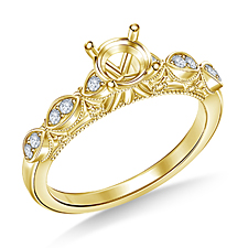 Vintage Inspired Diamond Engagement Ring With Beaded Granulation in 14K Yellow Gold