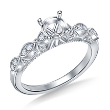 Vintage Inspired Diamond Engagement Ring With Beaded Granulation in Platinum