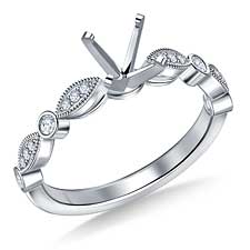 Vintage Inspired Diamond Engagement Ring With Pave Details in Platinum