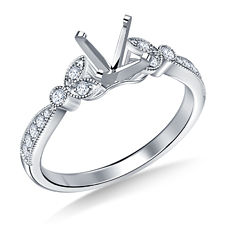 Vintage Look Diamond Engagement Ring with Marquise Details in Platinum