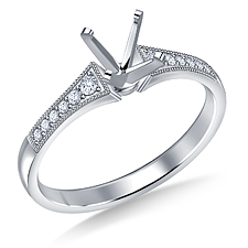 Classic Vintage  Diamond Engagement Ring with Pave Accents in Platinum