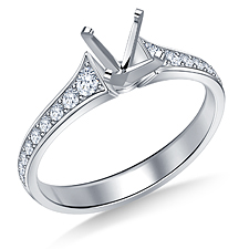 Vintage Cathedral Diamond Engagement Ring with Pave Accents in Platinum