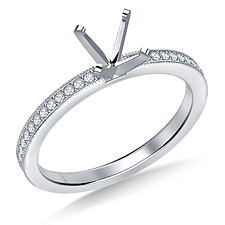 Petite Vintage Inspired Pave Diamond Engagement Ring in Platinum