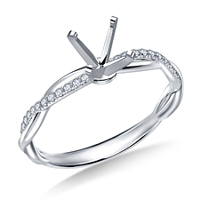 Petite Crossover Diamond Engagement Ring in Platinum