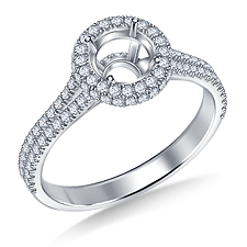 Double Halo Diamond Engagement Ring With Cathedral Style Split Shank in Platinum