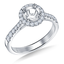 Diamond Halo Engagement Ring With accent Basket in Platinum