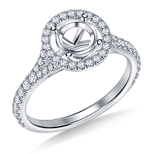 Diamond Floating Halo Engagement Ring with Round Brilliant Center in 14K White Gold