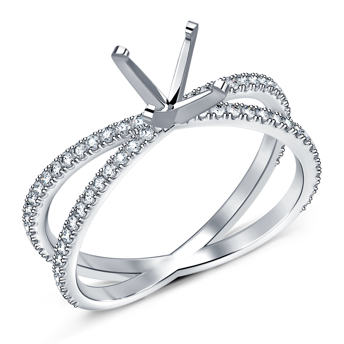 Reverse split top shank engagement ring