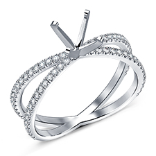 Crossover Reverse Split Shank Diamond Engagement Ring in 14K White Gold