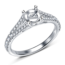 Classic Diamond Engagement Ring With Split Shank Trellis Band in 14K White Gold