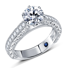 Vintage Inspired Legacy Engagement Ring With Floral Head in 14K White Gold