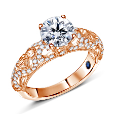 Legacy Engagement Ring With Diamond Curls in 14K Rose Gold
