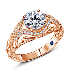Ornate Swirl Design Legacy Engagement Ring in 14K Rose Gold