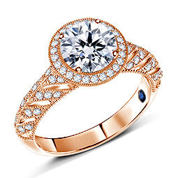 Vintage Inspired Legacy Engagement Ring With Twisted Pave Detail in 14K Rose Gold