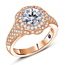 Legacy Engagement Ring With Chevron Pave Shank in 14K Rose Gold
