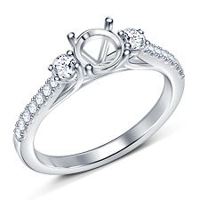Three stone Trellis Diamond Engagement Ring in 14K White Gold