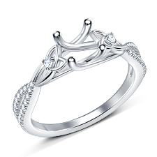 Celtic Knot Diamond Engagement Ring in 14K White Gold
