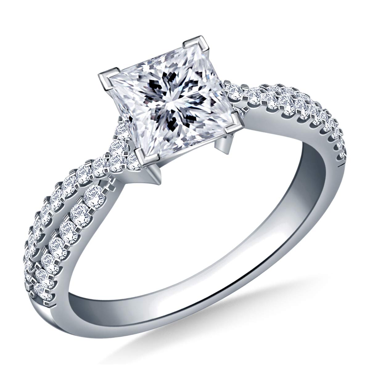 Interwined Diamond Accent Engagement Ring in 14K White Gold (1/3 cttw.)