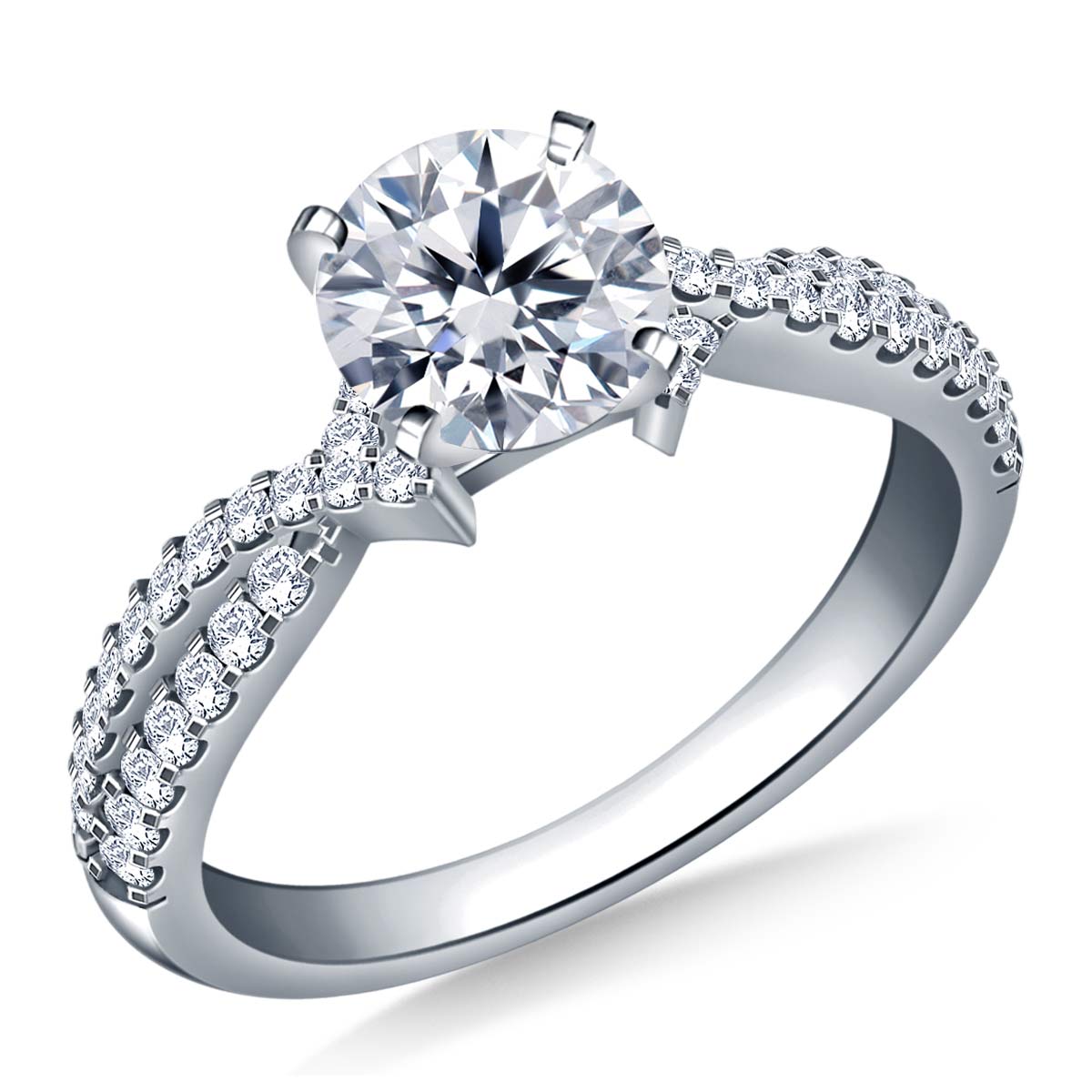 Interwined Diamond Accent Engagement Ring in 14K White Gold (1/3 cttw.)