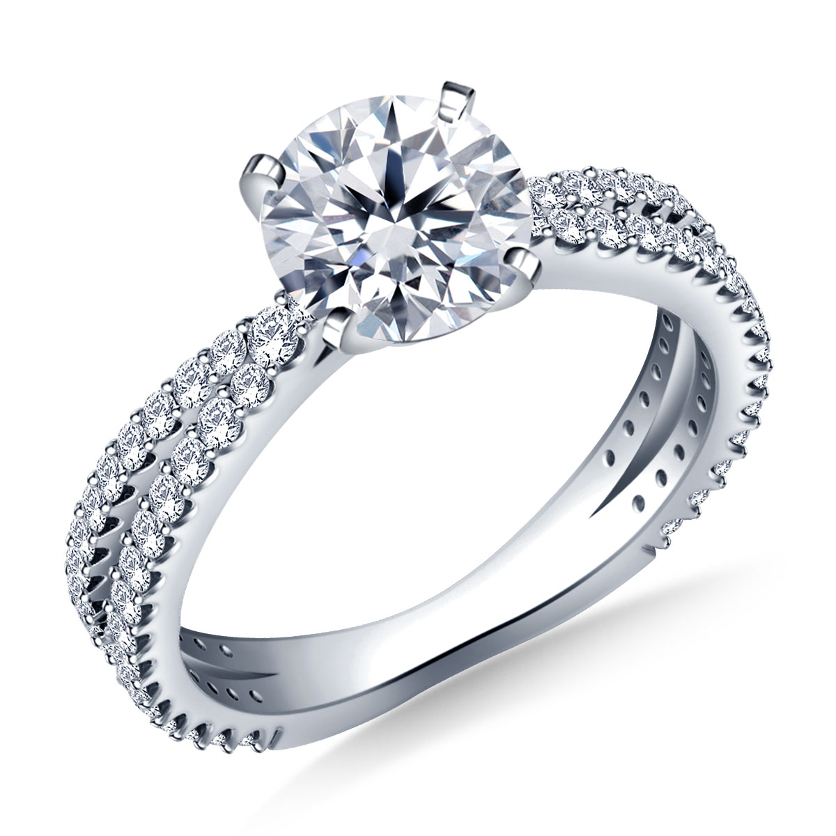 Split Shank Diamond Engagement Ring 14K White Gold (5/8 cttw.)