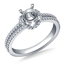 Scalloped Edge Split Shank Engagement Ring in 14K White Gold