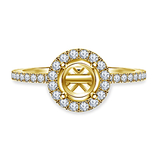 Round Halo Engagement Ring in 14K Yellow Gold