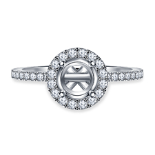 Round Halo Engagement Ring in 18K White Gold