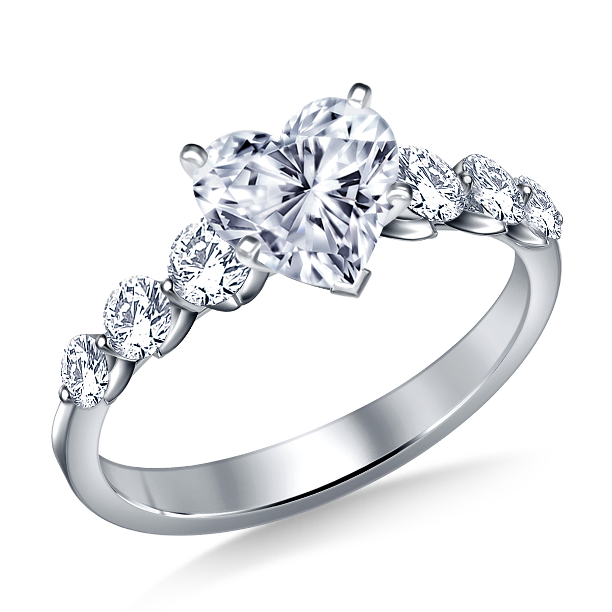 Floating Diamond Engagement Ring with Shared Prong in 14K White Gold (3/4 cttw.)
