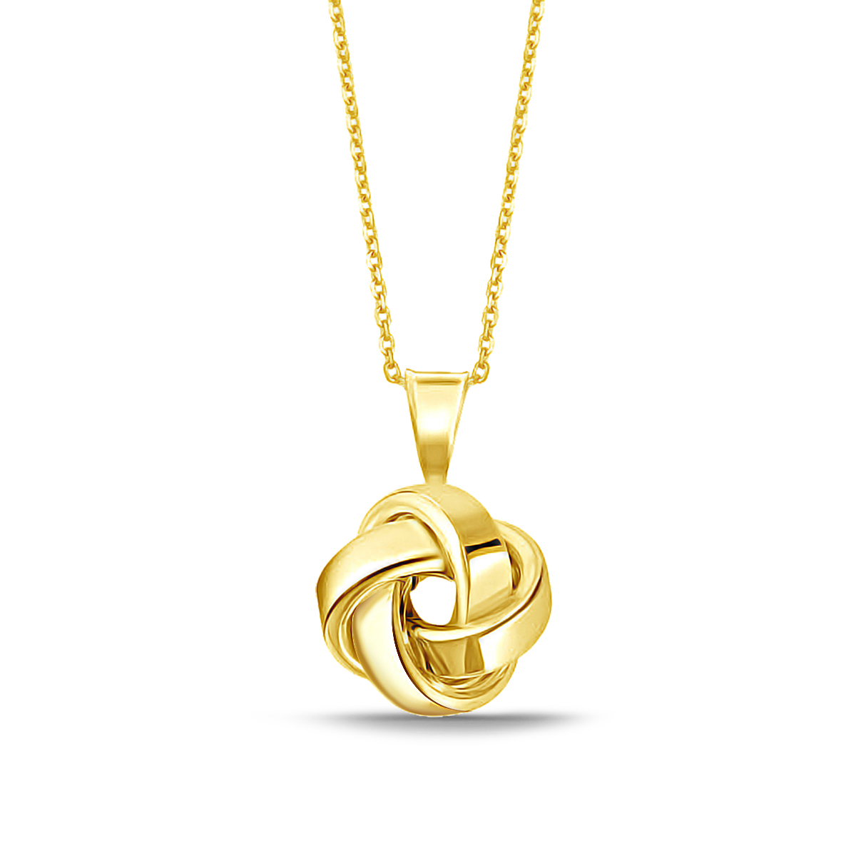 BOVANNI Love Knot Necklace 14K Gold Plated, Heart Knot Pendant Simple Style Cute Necklace Yellow / 16+ 2 / 14K Solid Gold
