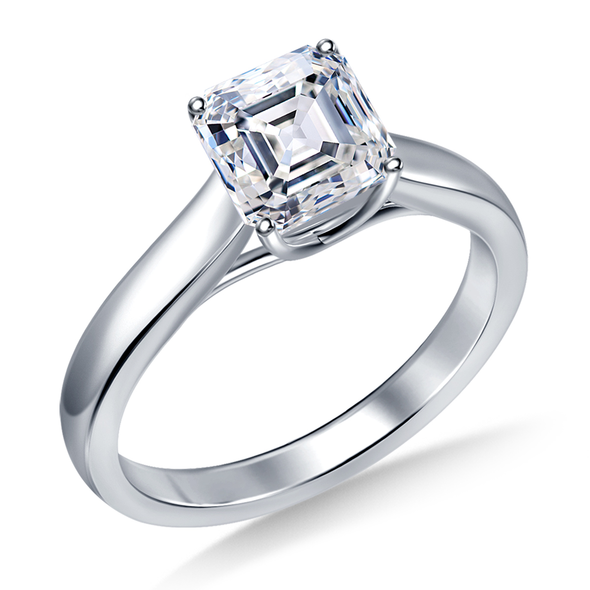 Trellis Princess Cut Solitaire Diamond Engagement Ring in 14K White Gold