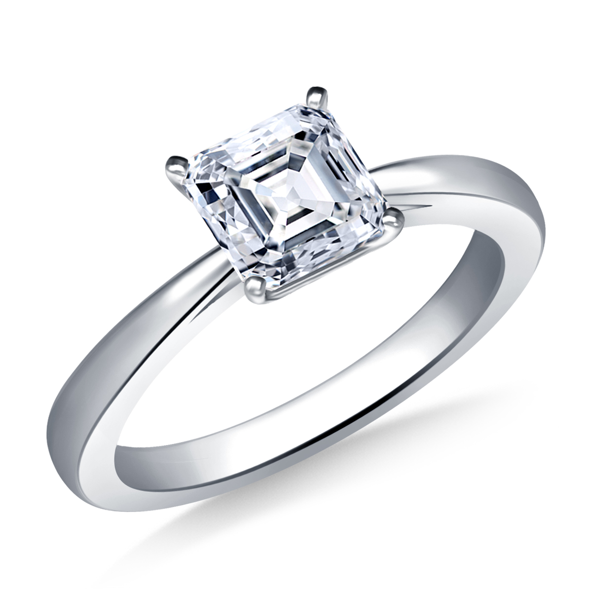 Reverse Tapered Classic Solitaire Diamond Engagement Ring in 14K White Gold (1.9 mm)